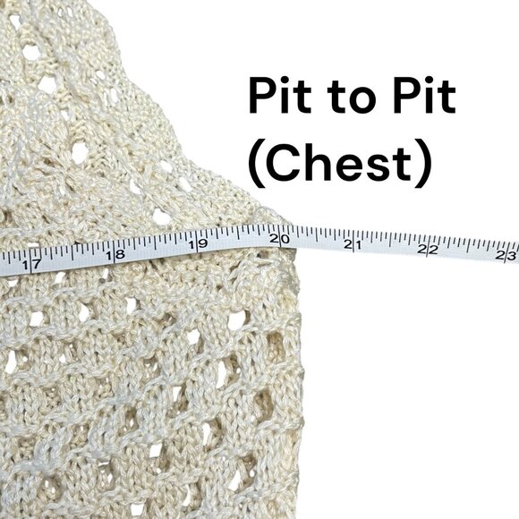 Anrabess Crochet S Knit Cover Up Dress Cream Sleeveless Open Back Beach Cottage - Picture 4 of 7